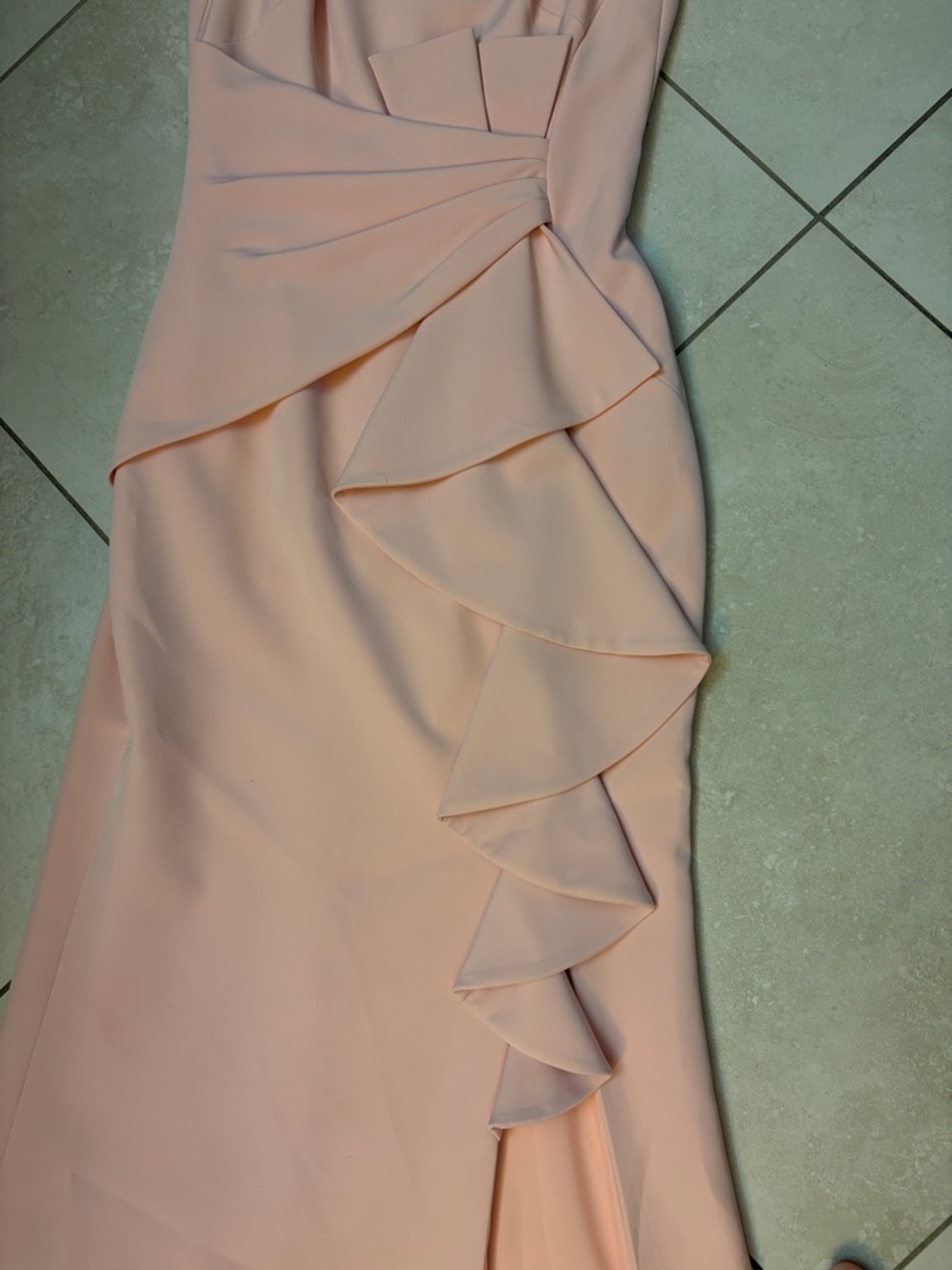 Eliza J Blush Pink Sleeveless Ruffle-Front Evening Gown - Picture 4 of 12